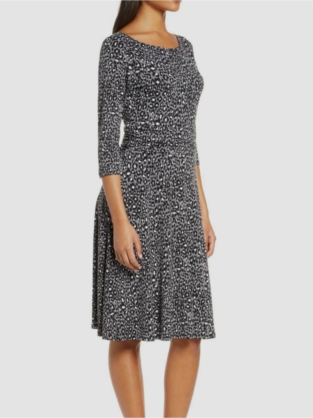 NWT Leota ‘Ilana’ Ruched Waist Dress in “Leopard Small Quiet Shade” Size Medium